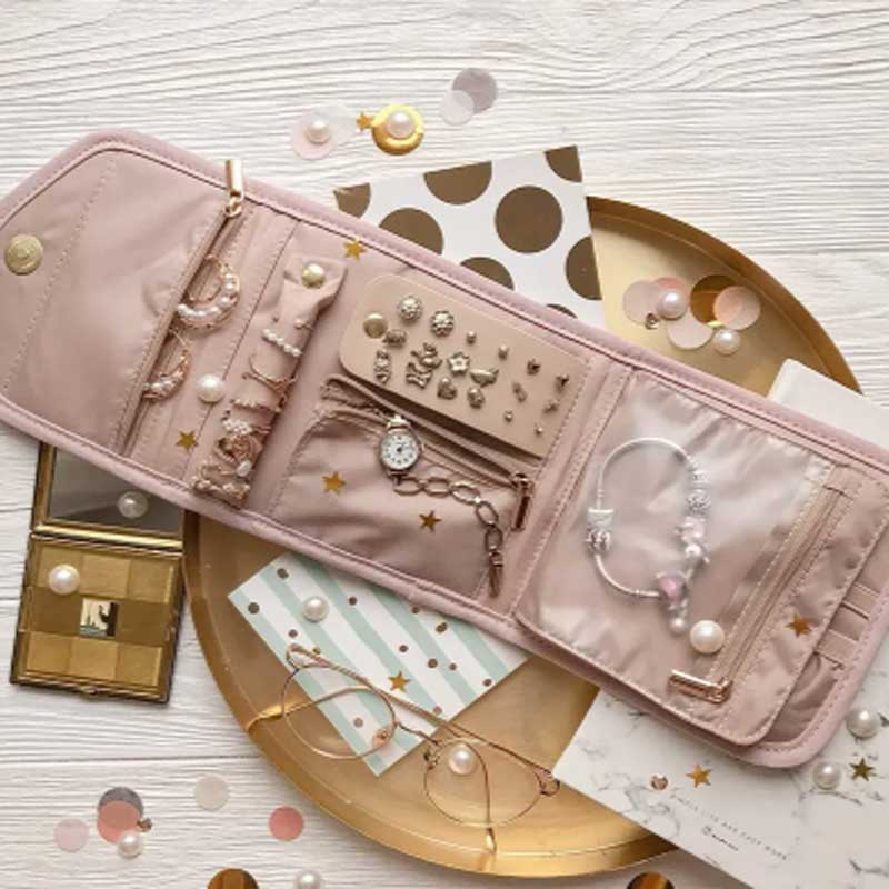 Travel Jewellery & Accessories Organiser - Foldable Jewellery Roll Convenient Jewellery Organiser