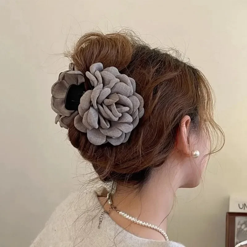 Travel Accessories Aesthetic - French Fabric Rose Flower Hair Claw
