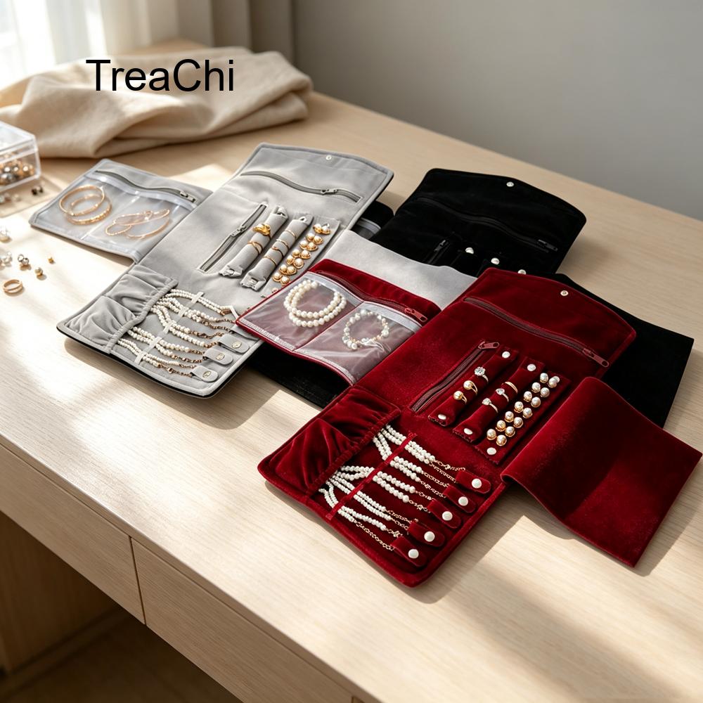 Travel Jewellery & Accessories Organiser - Portable and Three-Fold Jewellery Storage Roll