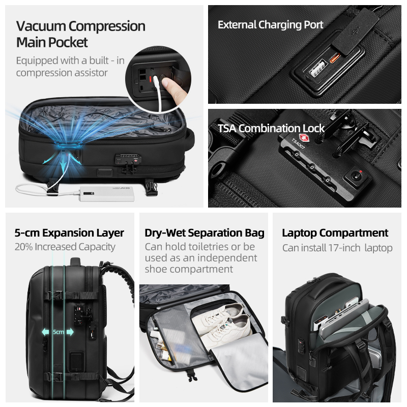 Men Travel Backpack One Click  - Compression Bag Vacuum recension och pris